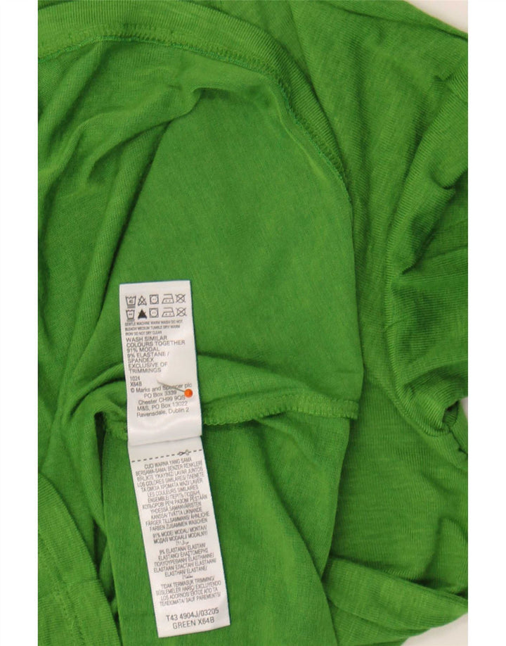 Marks & Spencer Womens Top Long Sleeve UK 14 Large Green Flecked Modal