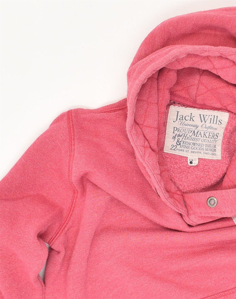 JACK WILLS Womens Zip Hoodie Sweater UK 12 Medium Pink Polyester | Vintage Jack Wills | Thrift | Second-Hand Jack Wills | Used Clothing | Messina Hembry 