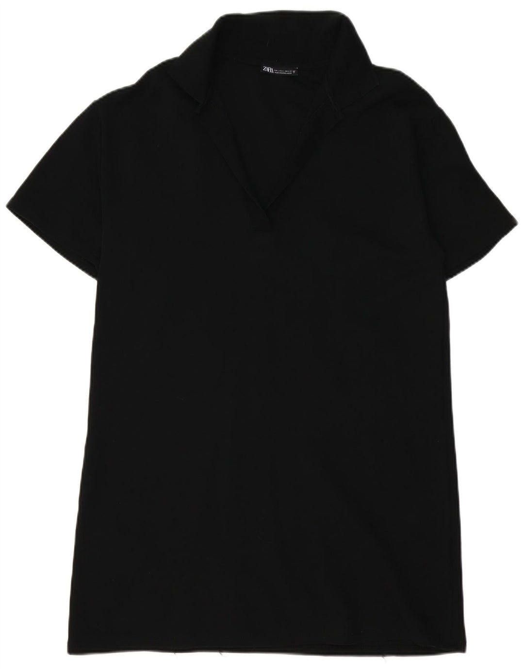 Zara Womens Polo Dress UK 16 Large Black Cotton
