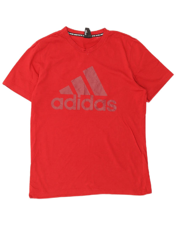 ADIDAS Mens Graphic T-Shirt Top Medium Red Cotton