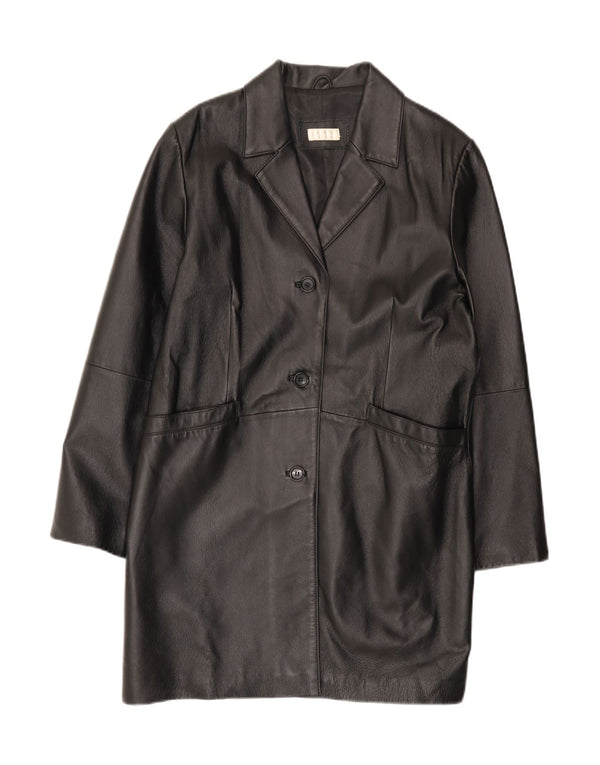 Vintage Womens Leather Coat UK 18 XL Black Leather