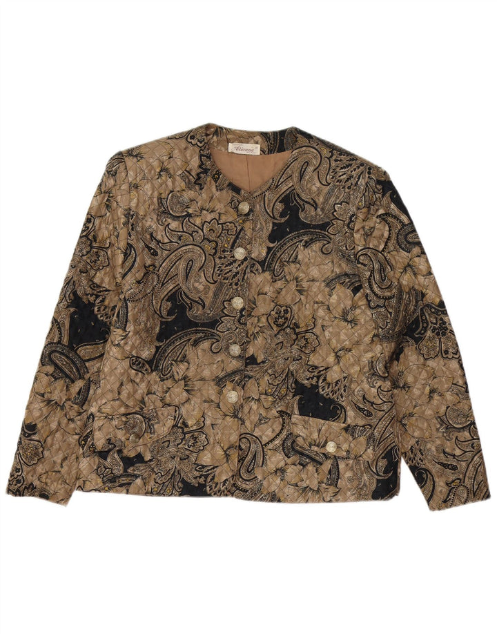 ARIANNA Womens 5 Button Quilted Blazer Jacket IT 46 Large Brown Paisley