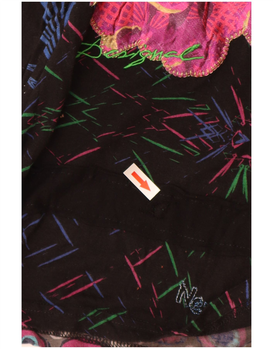 Desigual Womens Graphic Top Long Sleeve UK 10 Small Multicoloured Viscose