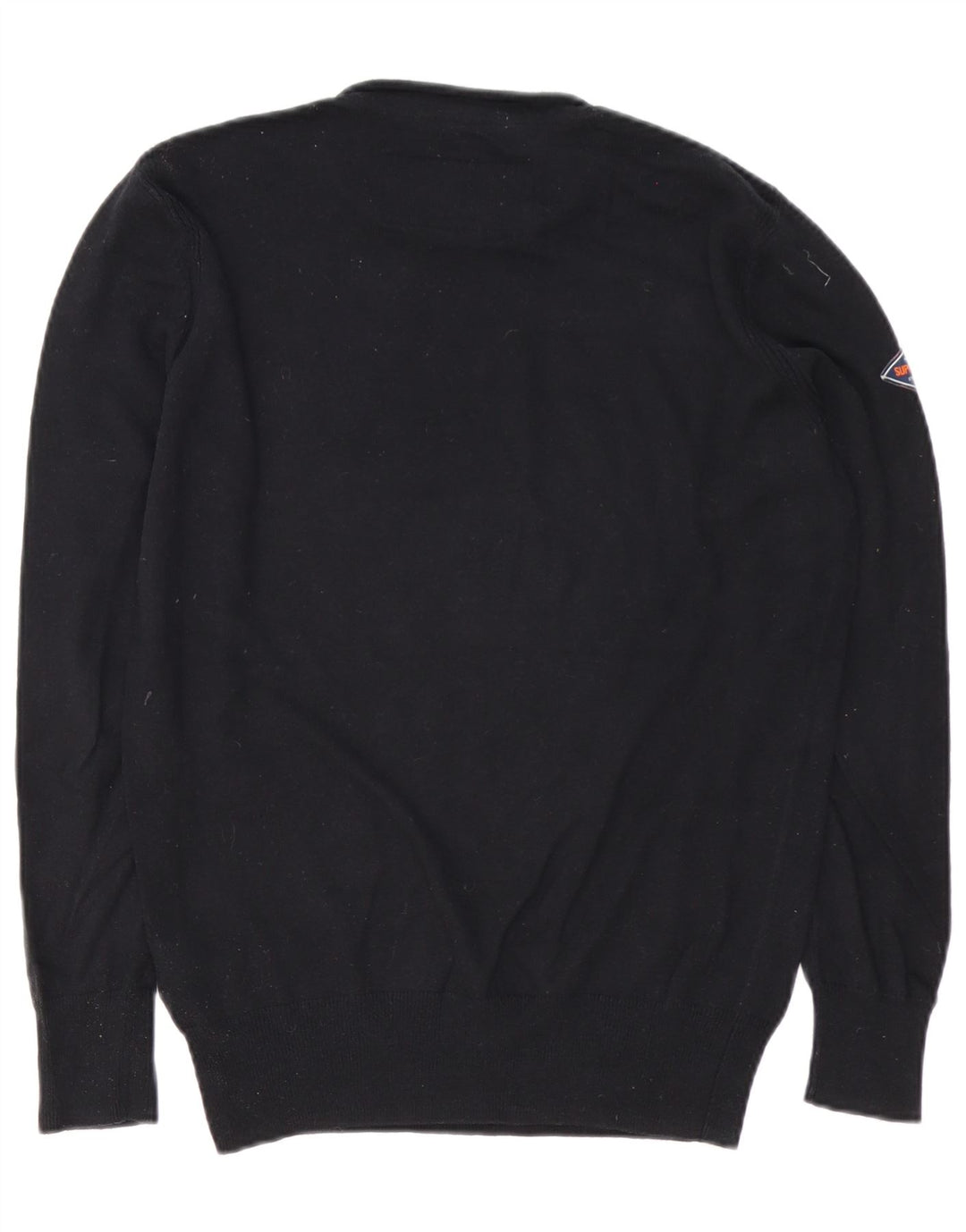 Superdry Mens Crew Neck Jumper Sweater Small Black Cotton