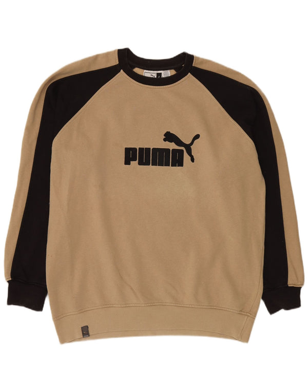 PUMA Mens Graphic Sweatshirt Jumper Large Beige Colourblock