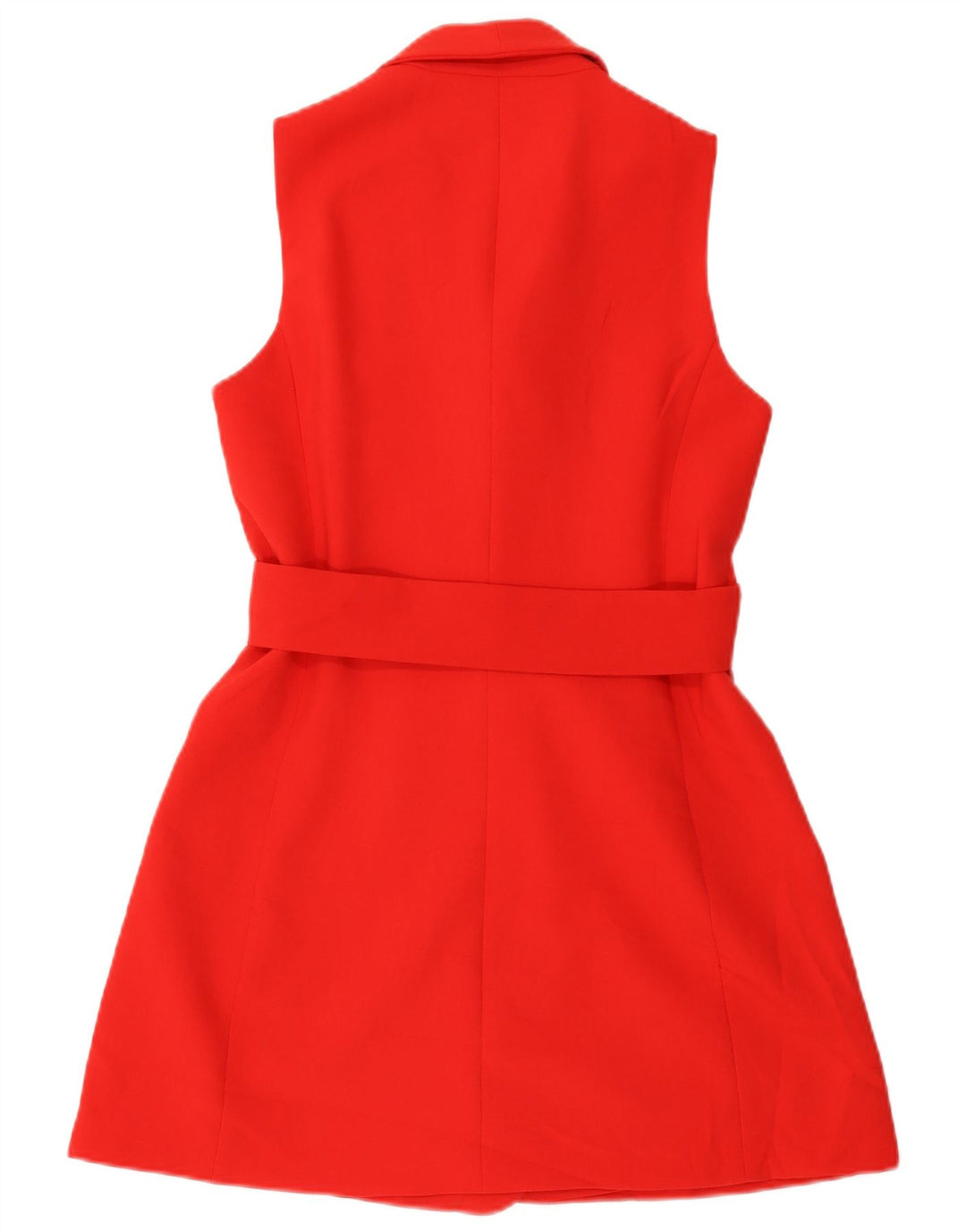 Zara Womens Double Breasted Longline Waistcoat UK 10 Small Red Polyester