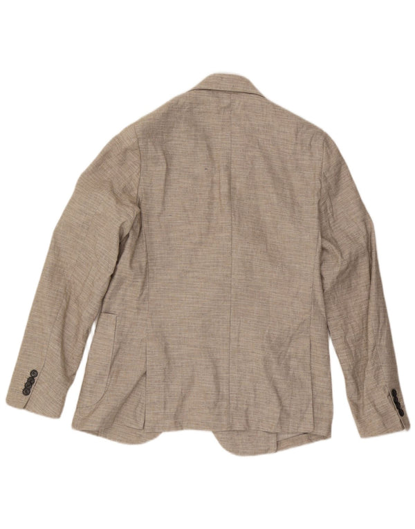 Libero Mens 2 Button Blazer Jacket IT 48 Medium Beige Linen