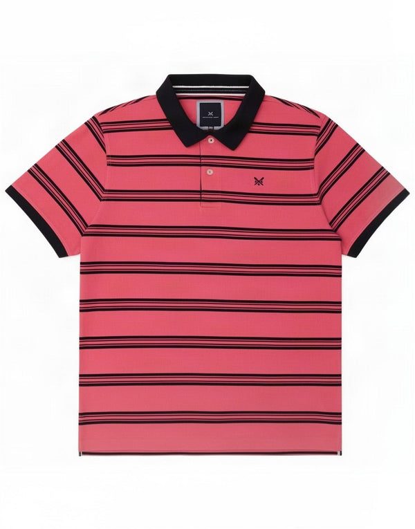 Crew Clothing Mens Polo Shirt 2XL Pink Striped Cotton