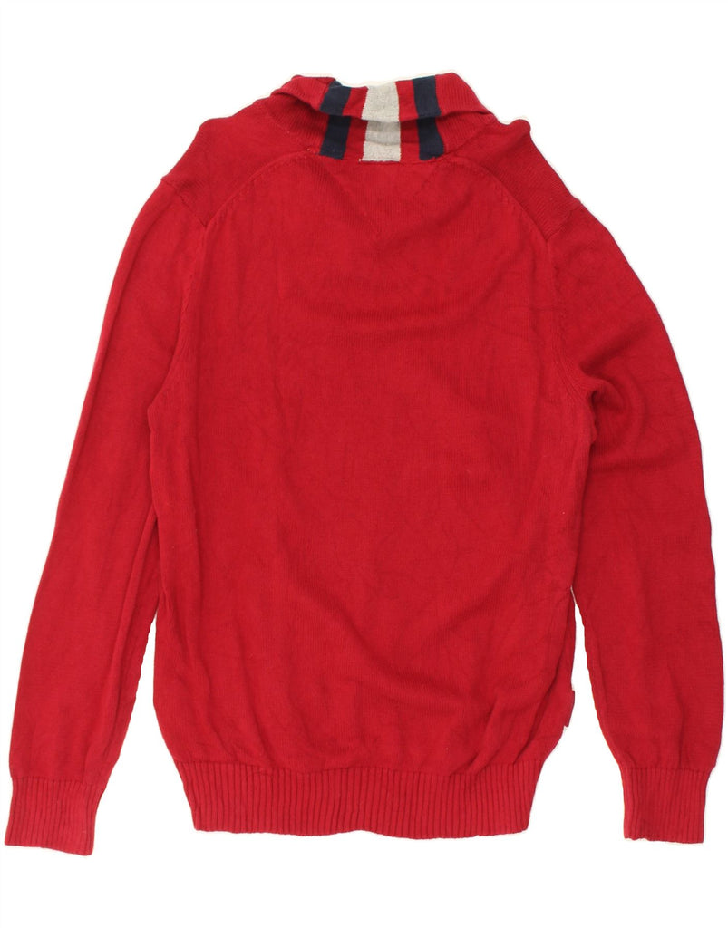 TOMMY HILFIGER Mens Shawl Neck Jumper Sweater Large Red Cotton | Vintage Tommy Hilfiger | Thrift | Second-Hand Tommy Hilfiger | Used Clothing | Messina Hembry 