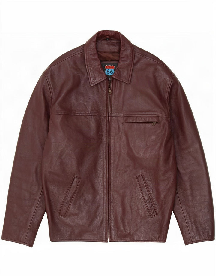 Route 66 Mens Leather Jacket UK 40 Large Burgundy