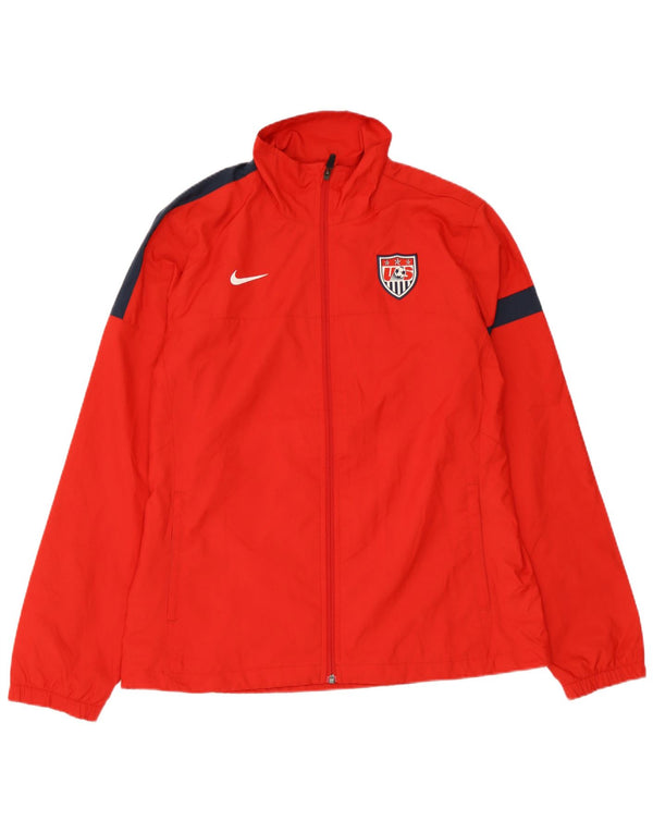 Nike Mens Tracksuit Top Jacket Large Red Colourblock Polyester