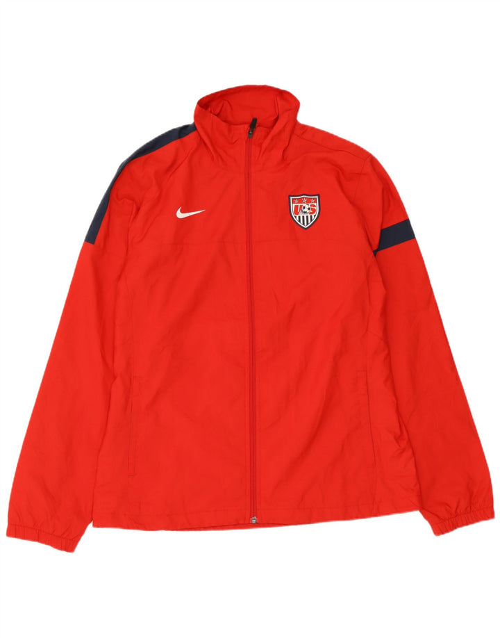 Nike Mens Tracksuit Top Jacket Large Red Colourblock Polyester