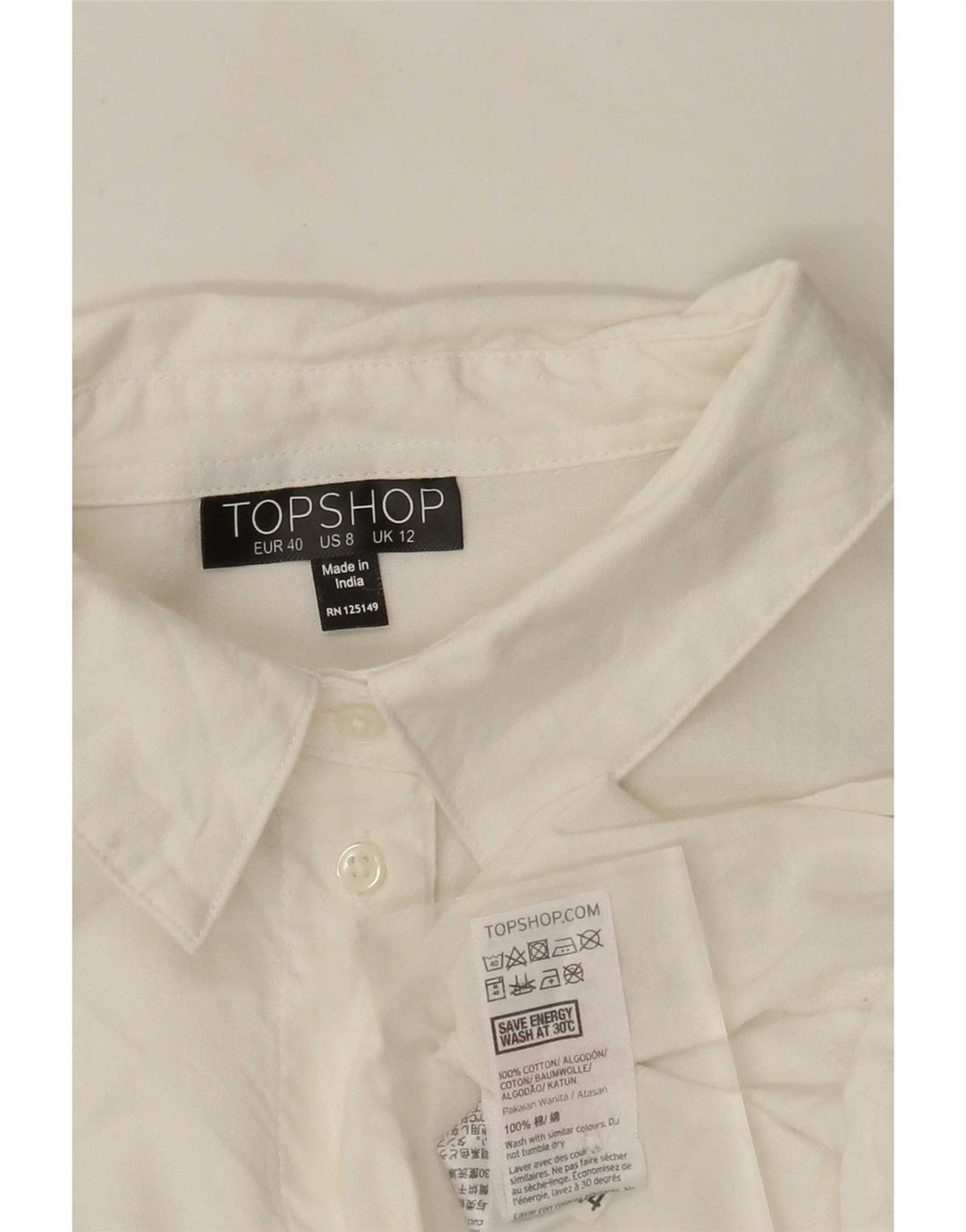 Topshop Womens Graphic Oversized Shirt Blouse UK 12 Medium White Floral