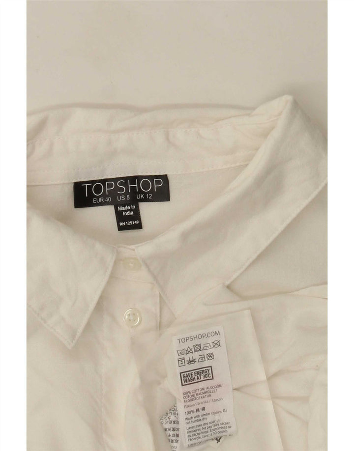Topshop Womens Graphic Oversized Shirt Blouse UK 12 Medium White Floral