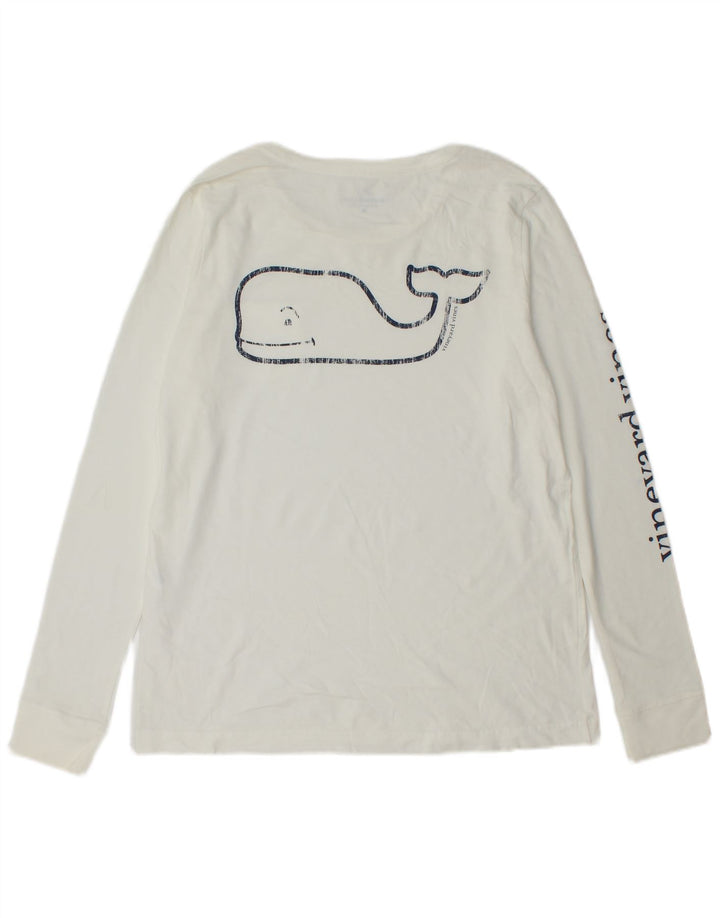 VINEYARD VINES Mens Graphic Top Long Sleeve Medium White Cotton