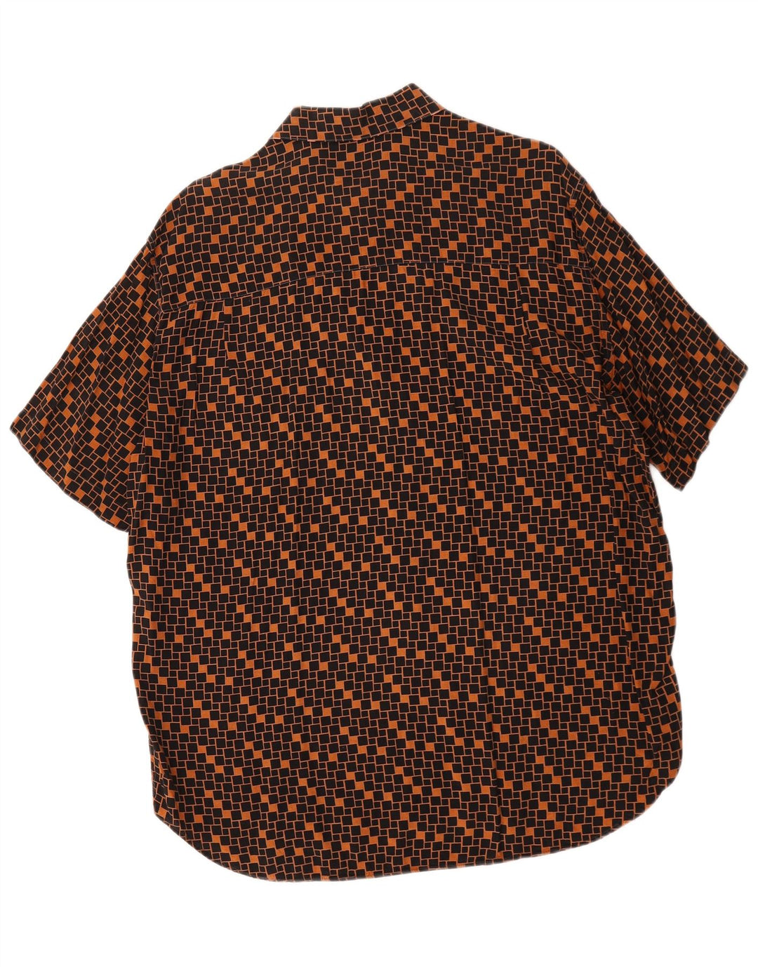 Vintage Mens Short Sleeve Shirt Large Brown Geometric