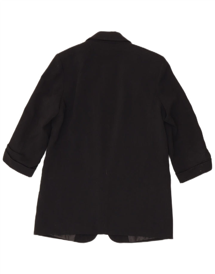 Zara Womens 3/4 Sleeve Open Blazer Jacket UK 14 Medium Black Polyester
