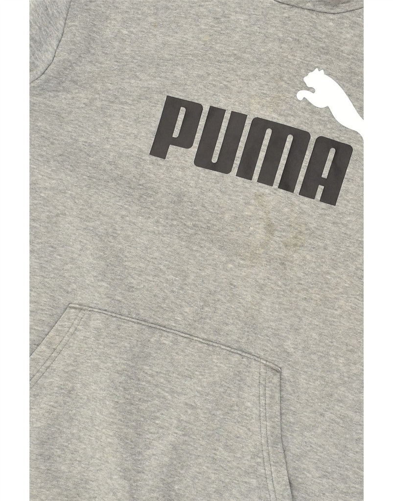 PUMA Womens Graphic Hoodie Jumper UK 16 Large Grey Cotton | Vintage Puma | Thrift | Second-Hand Puma | Used Clothing | Messina Hembry 