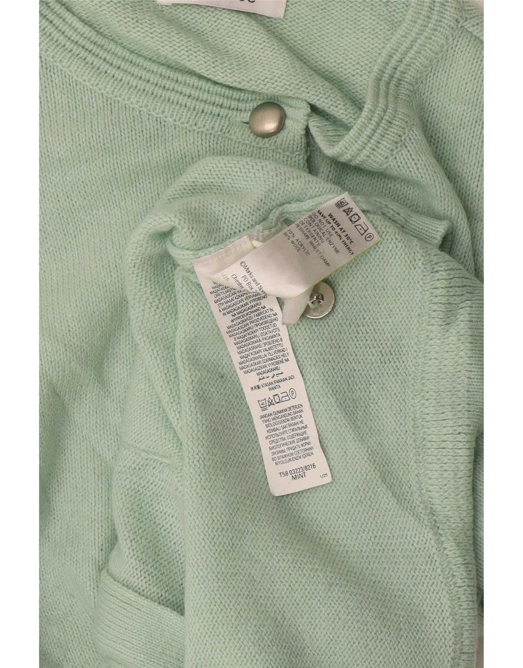 Marks & Spencer Womens Cardigan Sweater UK 12 Medium Green Acrylic