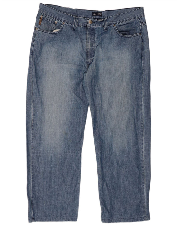 ARMANI Mens Straight Jeans W40 L28 Blue Cotton
