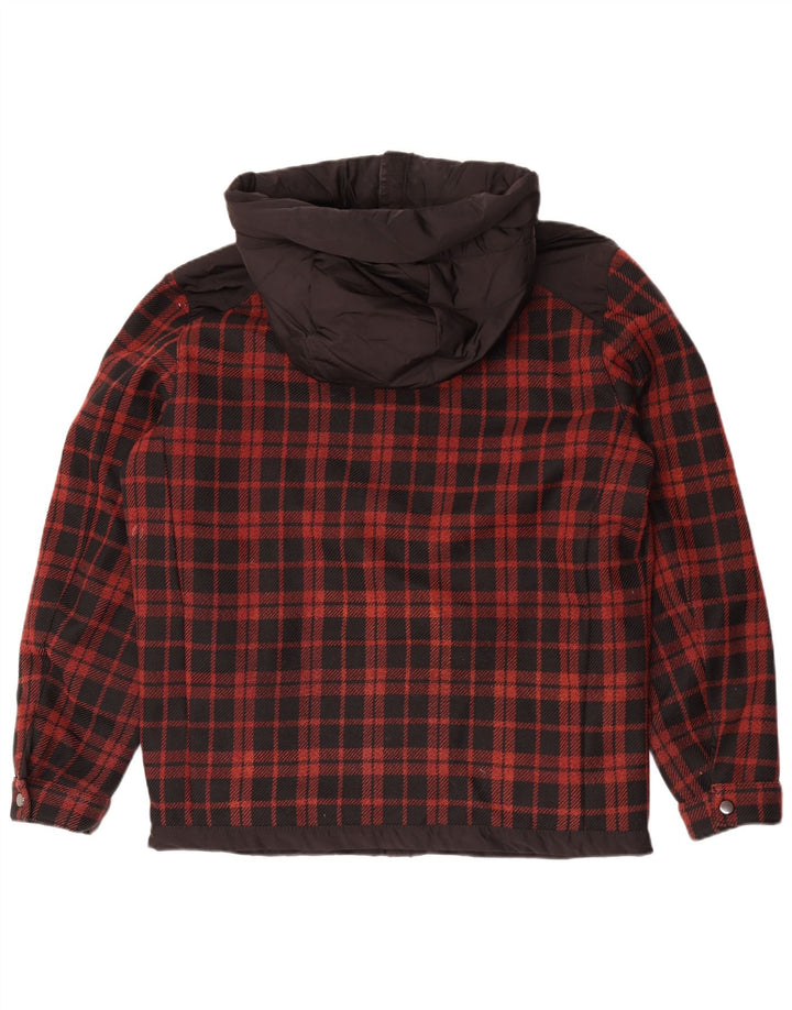 Zara Mens Hooded Hooded Utility Jacket UK 40 Large Black Check Polyester