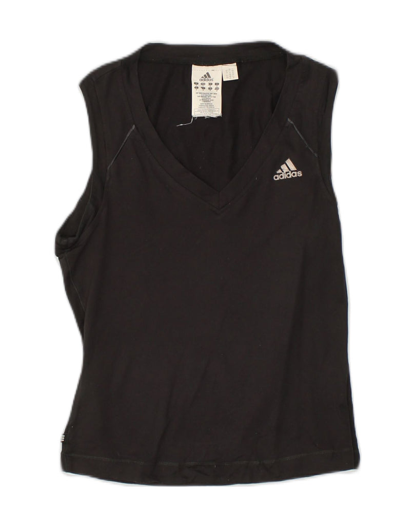 ADIDAS Womens Vest Top UK 10 Small Black Polyester | Vintage Adidas | Thrift | Second-Hand Adidas | Used Clothing | Messina Hembry 