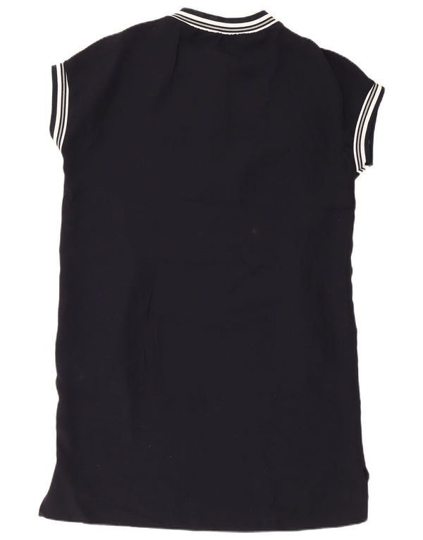 Zara Womens Zip Neck Oversized T-Shirt Dress UK 10 Small Navy Blue Striped