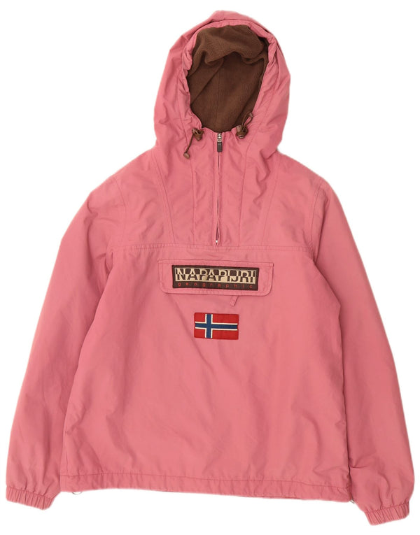 Napapijri Womens Geographic Hooded Oversized Anorak Jacket UK 10 Small Pink