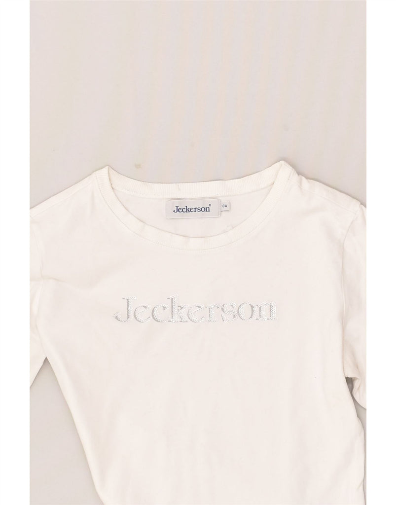 JECKERSON Girls Graphic Top Long Sleeve 12-13 Years White Cotton | Vintage Jeckerson | Thrift | Second-Hand Jeckerson | Used Clothing | Messina Hembry 