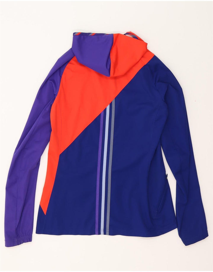 ADIDAS Womens Clima Proof Rain Jacket UK 8/10 Small Blue Colourblock