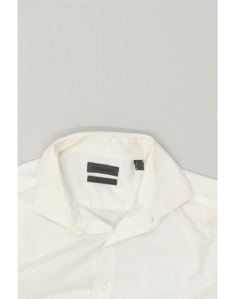 CALVIN KLEIN Mens Slim Fit Shirt Size 16 1/2 Large White Cotton | Vintage Calvin Klein | Thrift | Second-Hand Calvin Klein | Used Clothing | Messina Hembry 