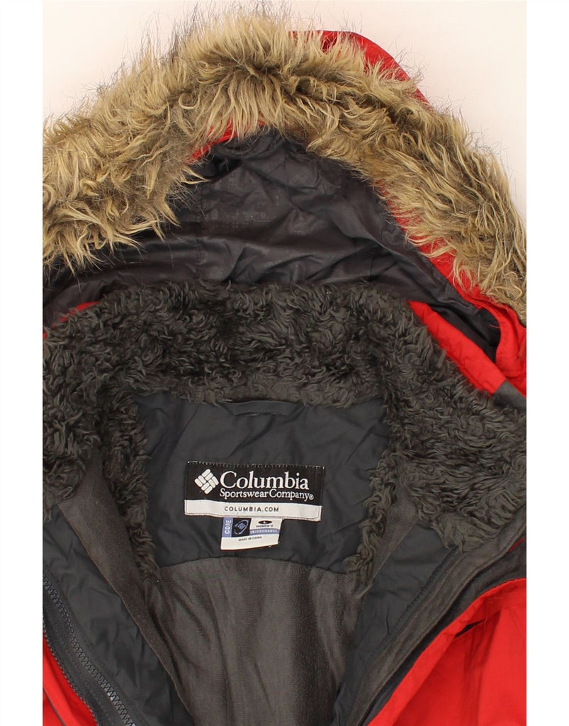 COLUMBIA Womens Interchange Hooded Windbreaker Jacket UK 16 Large Red Vintage Columbia and Second-Hand Columbia from Messina Hembry 