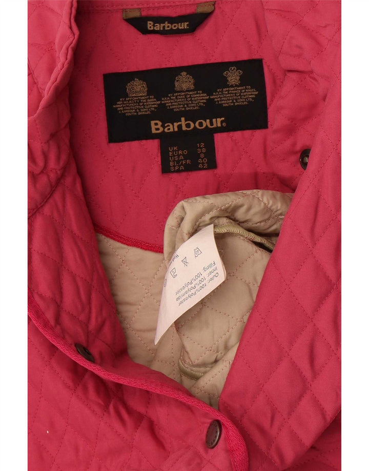 Barbour Womens Quilted Gilet UK 12 Medium Pink Polyester