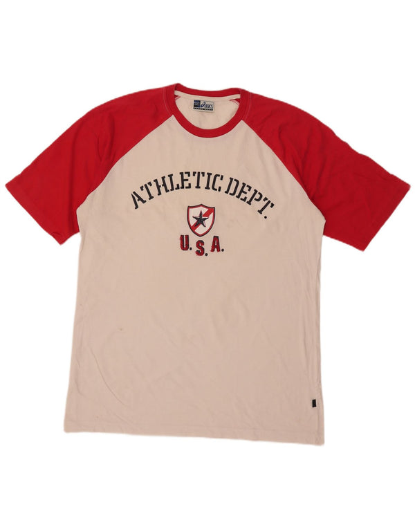 Asics Mens Graphic T-Shirt Top XL White Colourblock Cotton