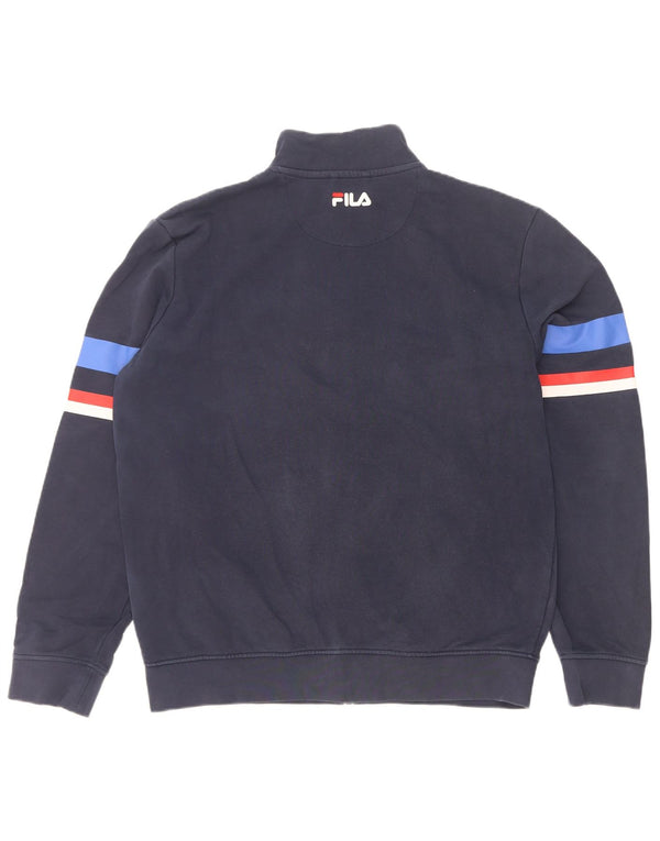 Fila Mens Tracksuit Top Jacket Large Navy Blue Cotton Sports