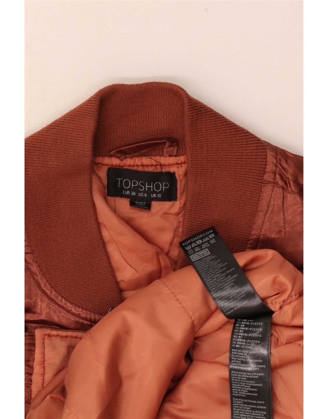 Topshop Womens Oversized Bomber Jacket UK 10 Small Brown Polyester