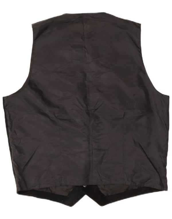 Vintage Mens Suede Waistcoat IT 54 XL Black Leather