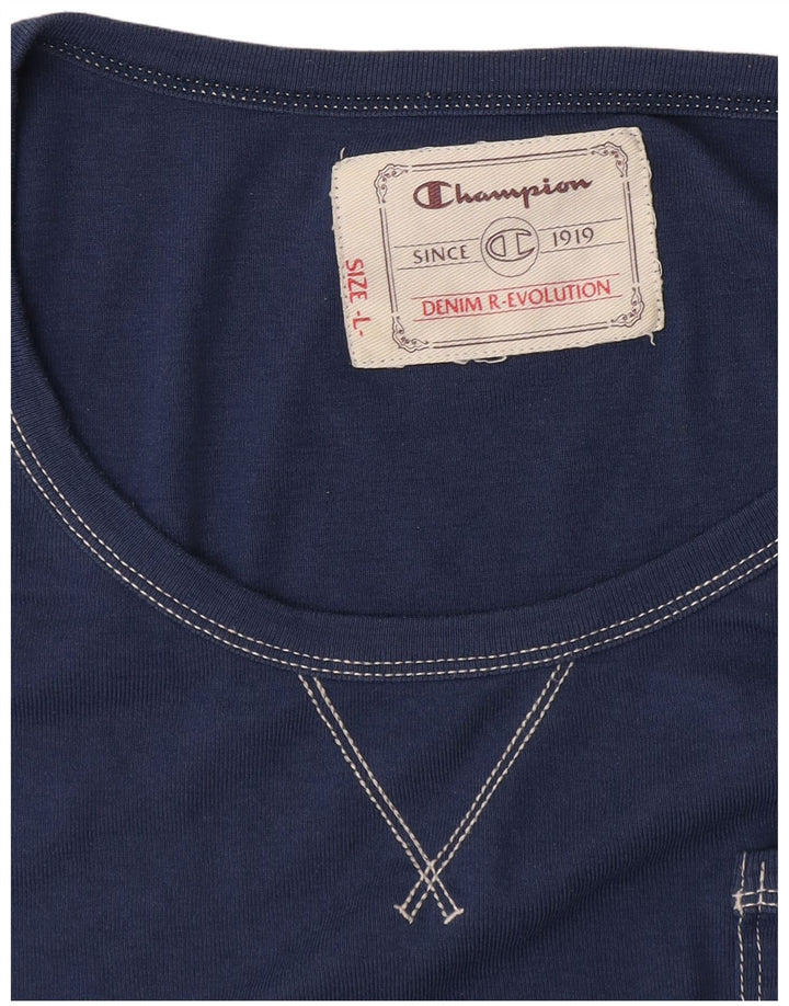 Champion Womens T-Shirt Top UK 14 Large Navy Blue