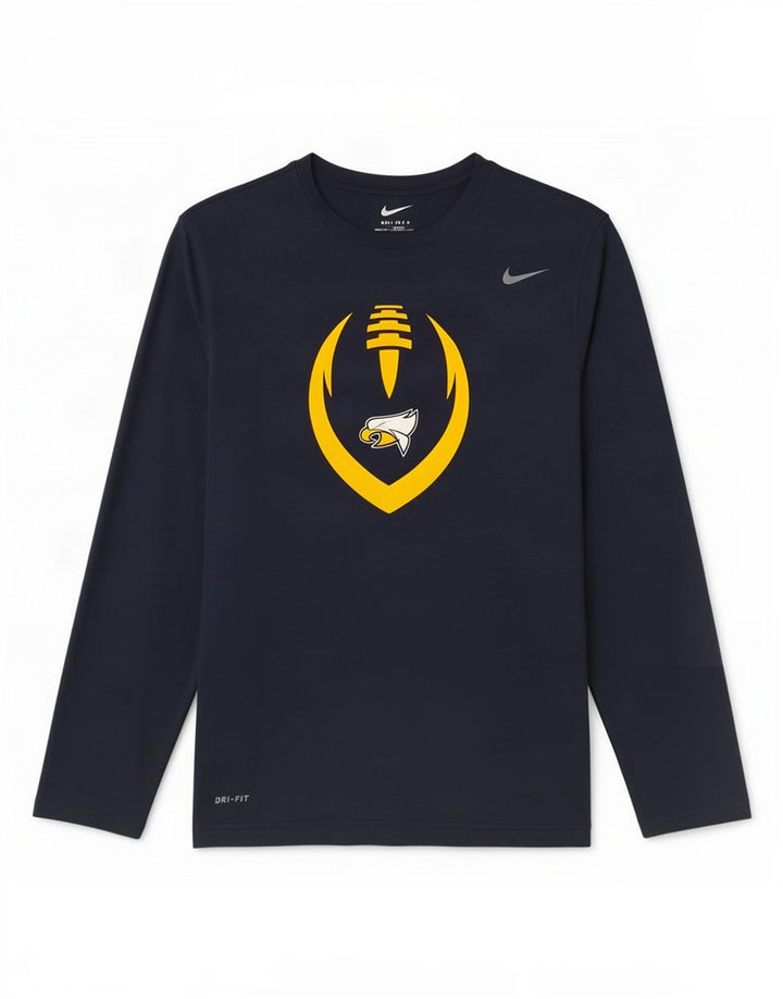 Nike Mens Dri Fit Graphic Top Long Sleeve XL Navy Blue Polyester