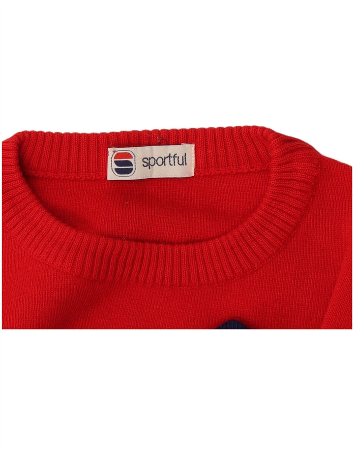 Sportful Mens Crew Neck Jumper Sweater Large Red Colourblock