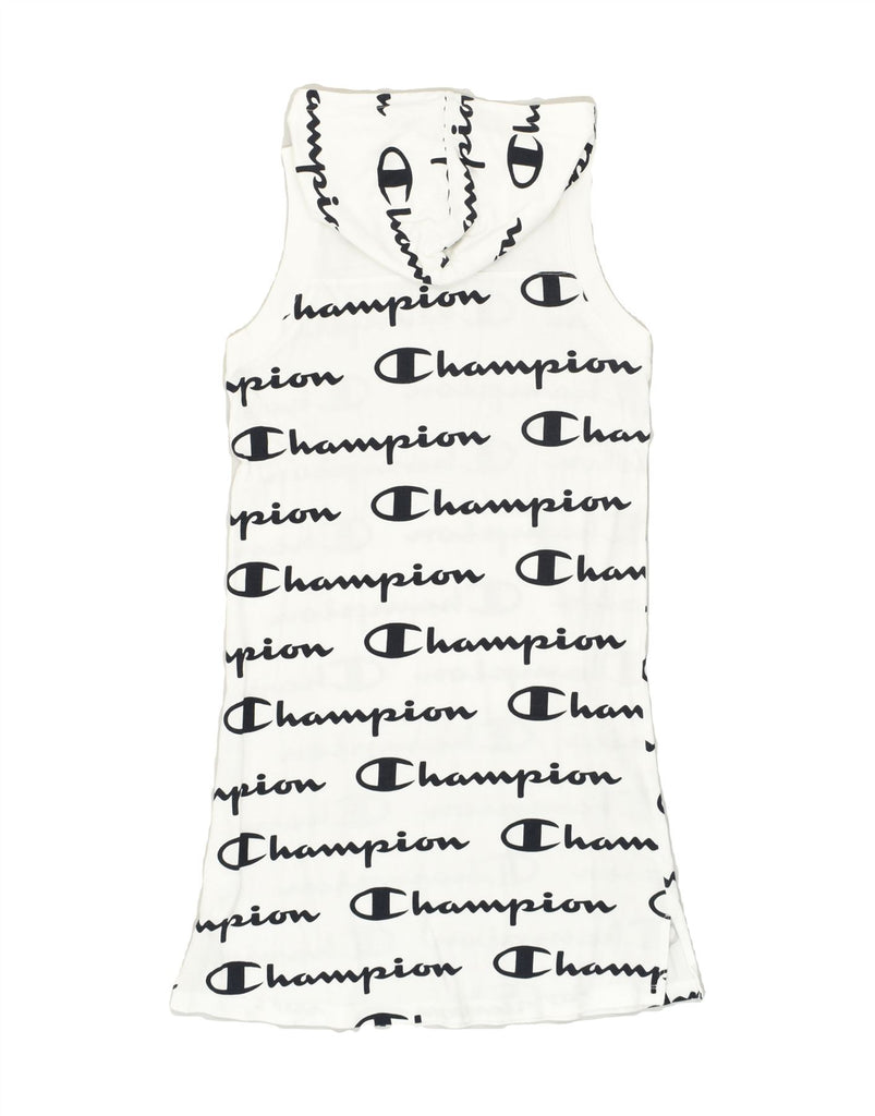 CHAMPION Girls Sleeveless Hooded Jumper Dress 13-14 Years XL White Cotton | Vintage Champion | Thrift | Second-Hand Champion | Used Clothing | Messina Hembry 