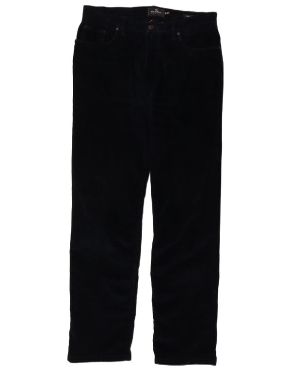 MARKS & SPENCER Mens Straight Corduroy Trousers W32 L31 Navy Blue Cotton
