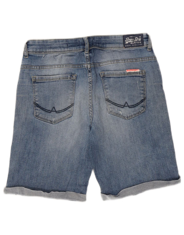 Superdry Womens Distressed Denim Shorts W30 Medium Blue Cotton