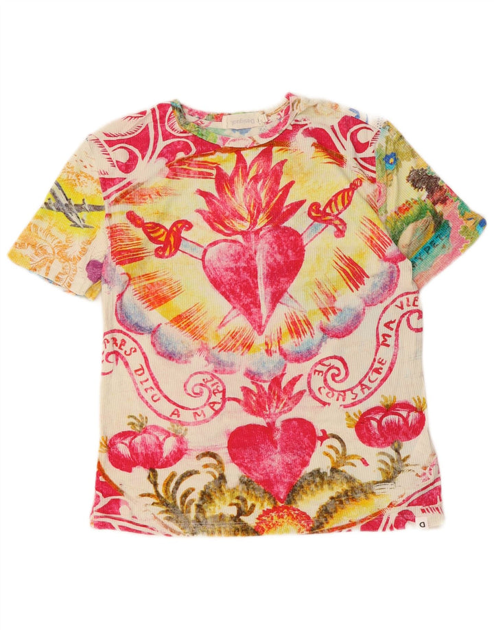 Desigual Womens Short Sleeve Graphic T-Shirt Top UK 12 Medium Multicoloured