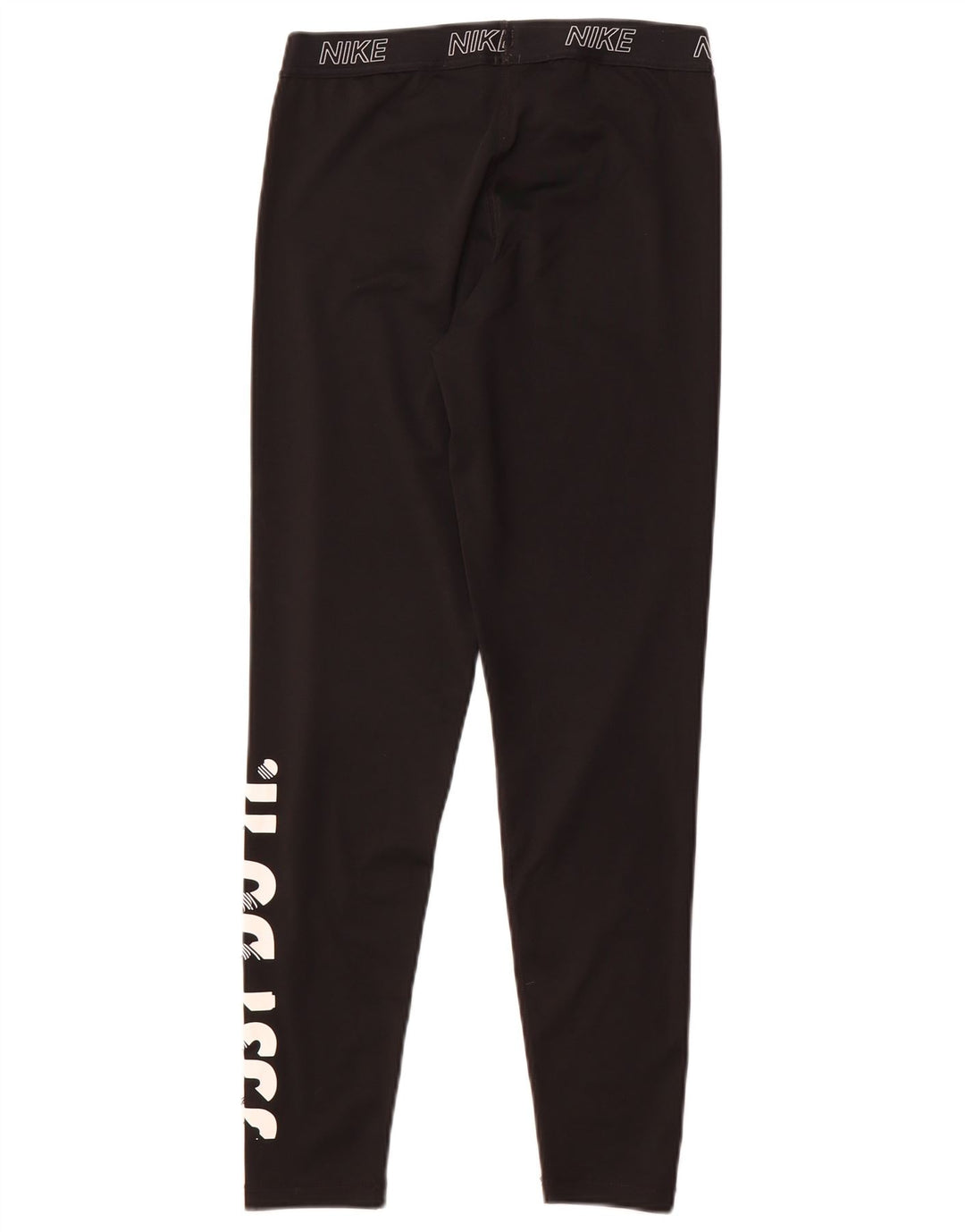 Nike Womens Dri Fit Graphic Leggings UK 14 Large  Black Polyester