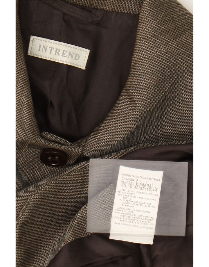 Intrend Womens 4 Button Blazer Jacket UK 12 Medium  Brown Wool
