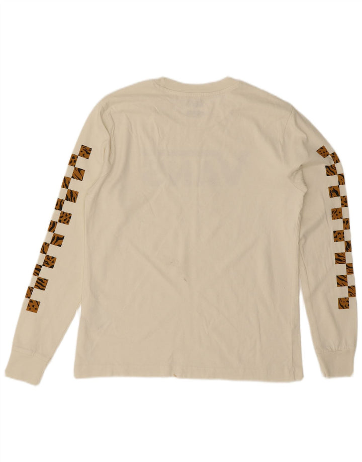 Vans Mens Graphic Top Long Sleeve Small Off White Cotton