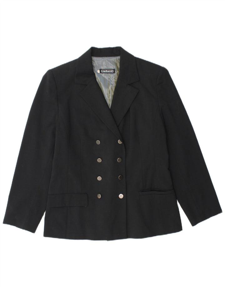 Cacharel Womens Double Breasted Blazer Jacket IT 38 XS Black Polyester