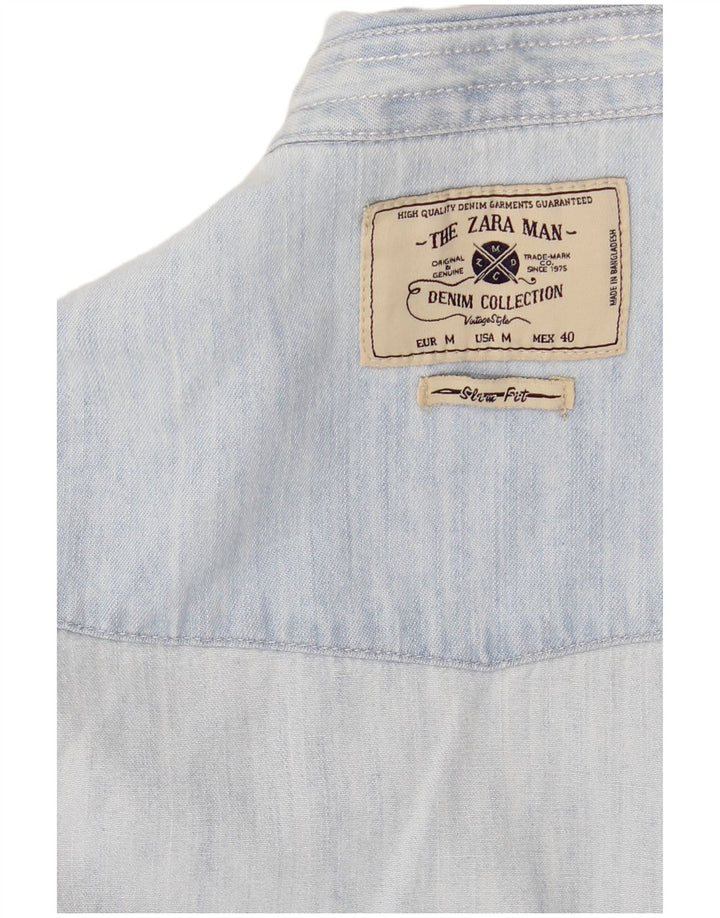 Zara Mens Denim Shirt Medium Blue