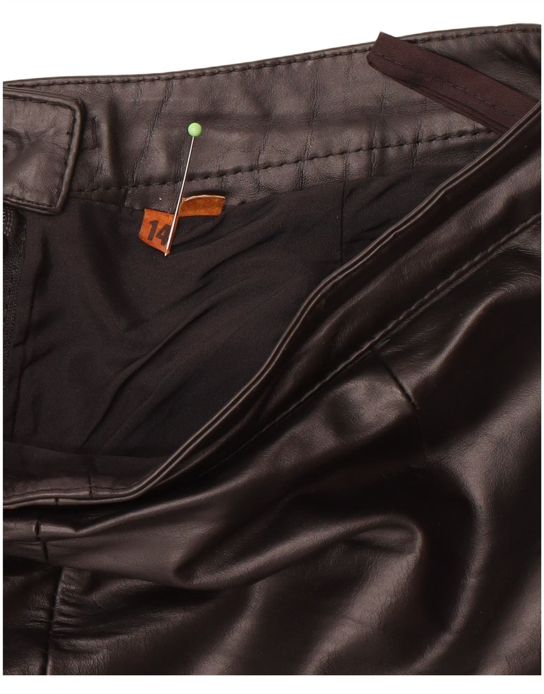 VINTAGE Womens Leather Skirt UK 14 Medium W30  Black Leather